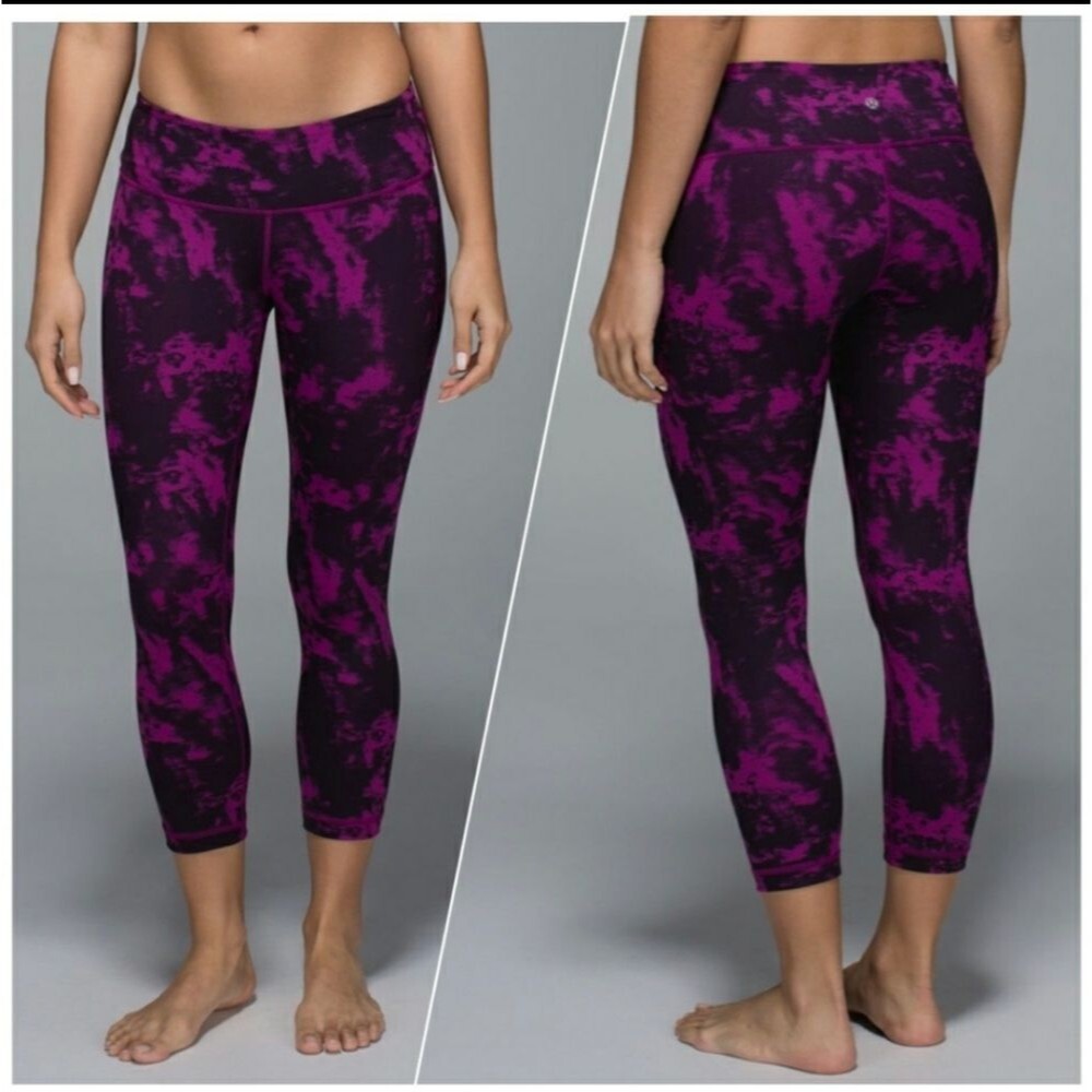 Lululemon Wunder Under Crop II Breezie Regal Plum Leggings Yoga Outdoor Athletic